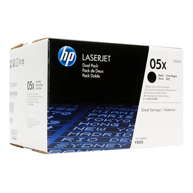 Tóner HP 05XD original CE505XD alto rendimiento dual pack