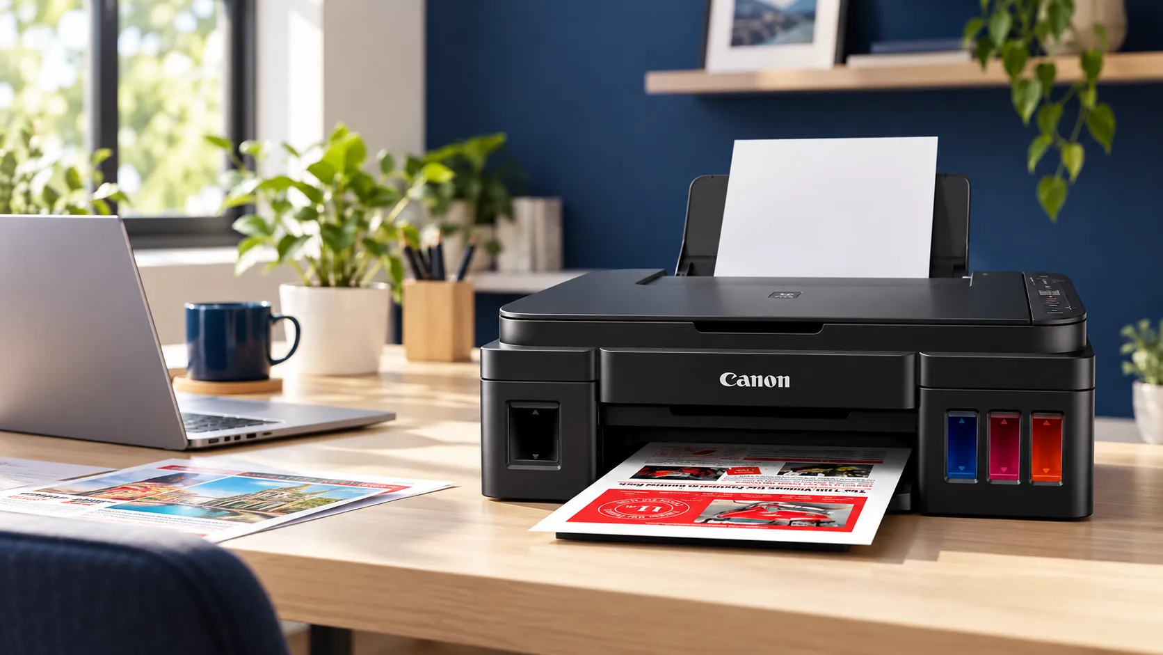 Impresora Multifuncional Canon Pixma G3110 Wifi en uso en un espacio de trabajo